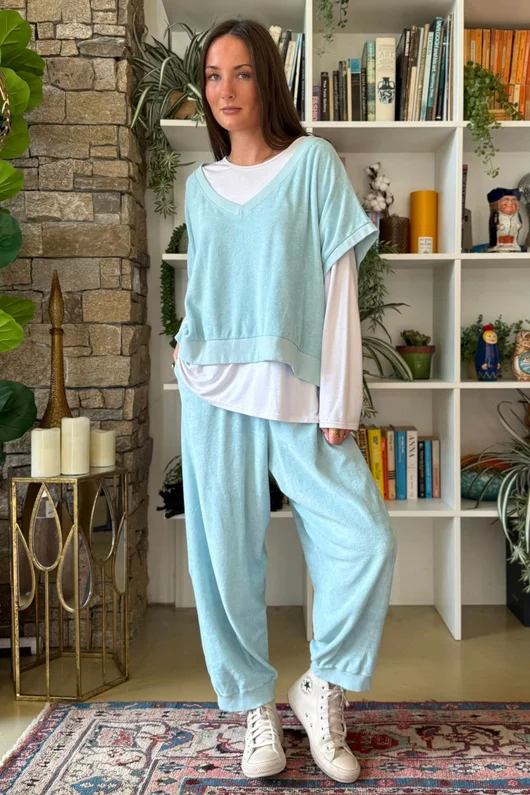 Terry B Hi Lo Tank Turquoise